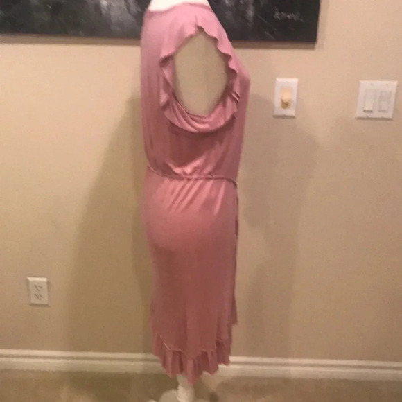 J. Crew Dusty Rose Midi Ruffle Detailing Tie Waist Pullover Dress-Small - Picture 6 of 6